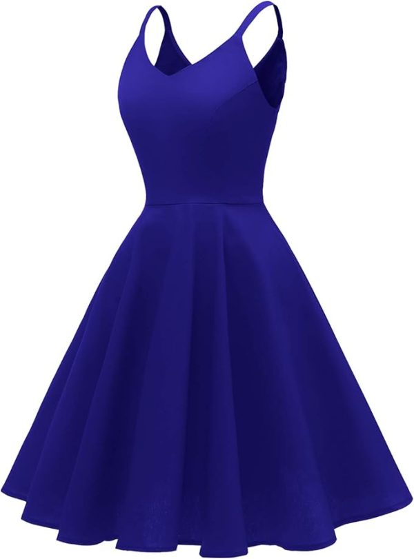 Women's 1950s Retro Vintage Spaghetti Strap Cocktail Swing Dresses - Image 2